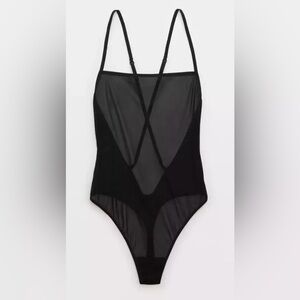 Aerie Black Sheer Bodysuit NWT